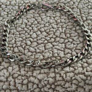 Unisex Heavy Silver Choker  Necklace